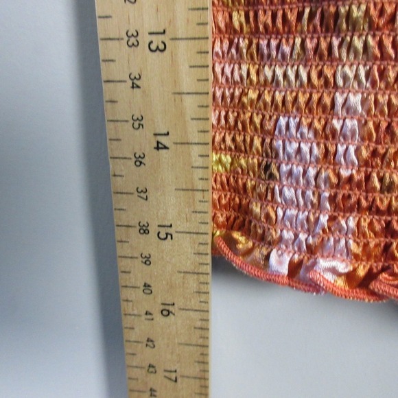 Unique Spectrum Stretch Halter Top Blouse Women L Orange Y2K Satin Bratz 100 - Picture 9 of 9